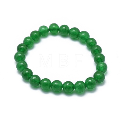 Natural Malaysia Jade(Dyed) Bead Stretch Bracelets BJEW-K212-A-013-1