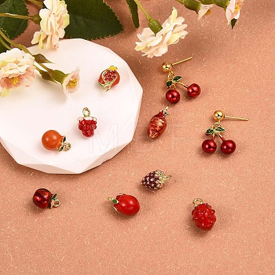 18Pcs Mixed Enamel Fruits Charms Pendant Imitation Fruit Charm Colorful Alloy Enamel Pendant for Jewelry Necklace Bracelet Earring Making Crafts JX186A-1