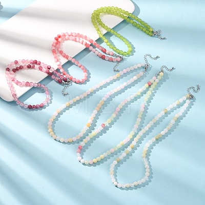 6MM Dyed Natural Green Jade Round Beaded Necklaces GG-CBAA808-04P-B-1