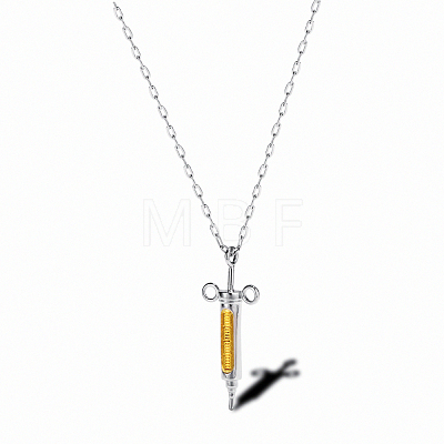 Stylish Stainless Steel Syringe Shaped Pendant Necklaces for Women's Daily Wear PP8422-1