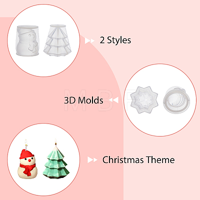 2Pcs 2 Style Christmas Candle Silicone Molds CAND-FH0001-03-1