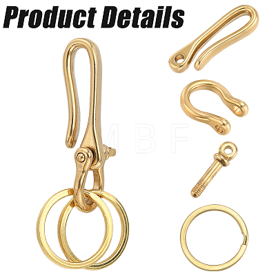 CRASPIRE 1PC U-Shaped Brass Key Hook Shackle Clasps KK-CP0001-05A-1