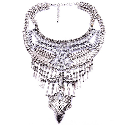 Alloy Crystal Rhinestone Teardrop Trible Floral Chunky Bib Necklaces for Women FS-WGFFCE0-01-1
