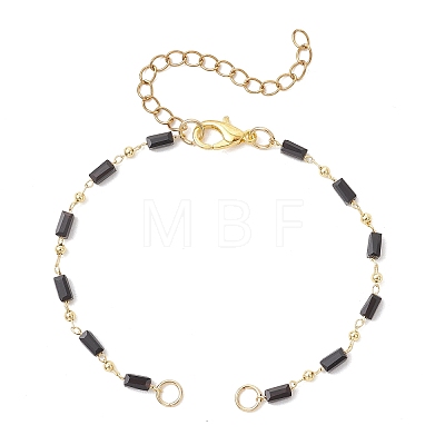 Handmade Glass Cuboid Beaded Chain Bracelet Making AJEW-JB01598-1