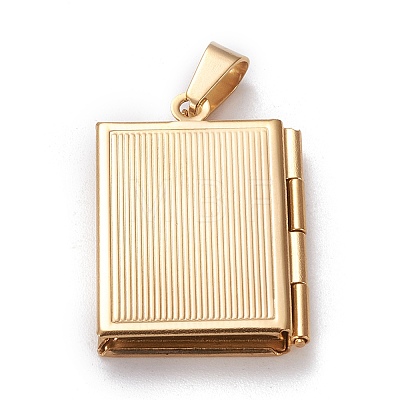 304 Stainless Steel Locket Pendants X-STAS-K197-02G-1