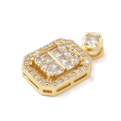 Rack Plating Brass Micro Pave Cubic Zirconia Pendants KK-A224-20G-03-1