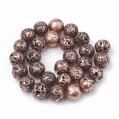 Electroplated Natural Lava Rock Beads Strands G-N0321-12C-1