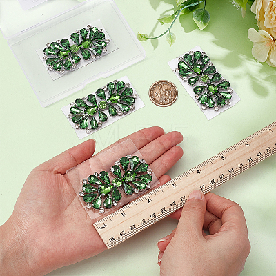 4Pcs Flower Alloy & Glass Rhinestone Applques DIY-MA0007-20A-1
