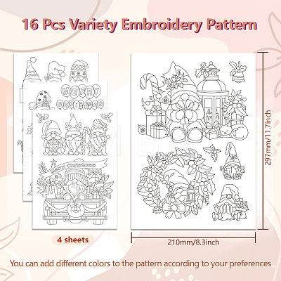 4 Sheets 11.6x8.2 Inch Stick and Stitch Embroidery Patterns DIY-WH0455-238-1