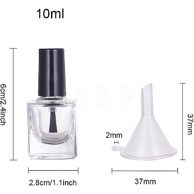 BENECREAT Transparent Glass Nail Polish Empty Bottle MRMJ-BC0001-47-10ml-1