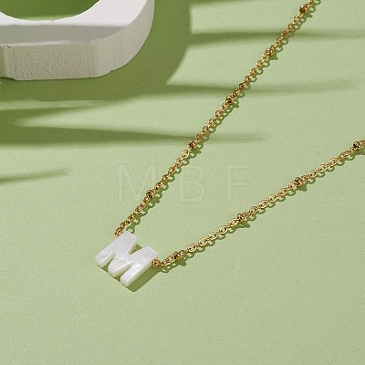 (Jewelry Parties Factory Sale)Natural Shell Initial Pendant Necklaces NJEW-JN03298-02-1