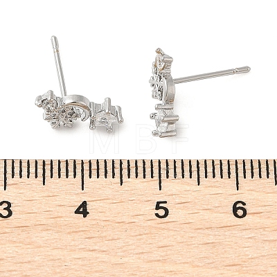 Brass Clear Cubic Zirconia Stud Earrings EJEW-Q014-31P-1