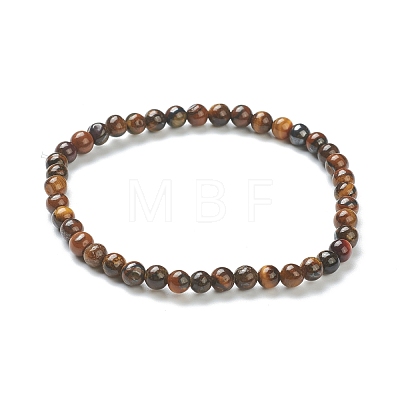 Natural Tiger Eye Beaded Stretch Bracelets BJEW-D446-A-29-1