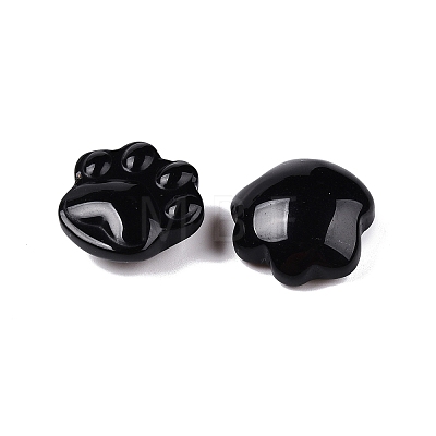 Natural Obsidian Cat Paw Print Figurines DJEW-N003-03A-1