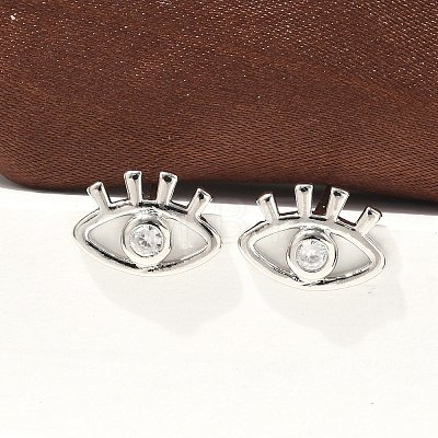 Brass Micro Clear Cubic Zirconia Eye Stud Earrings EJEW-S252-02P-1