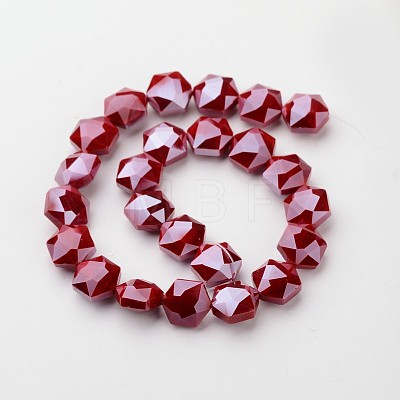 Electroplate Opaque Solid Color Glass Beads Strands X-EGLA-M021-04-1
