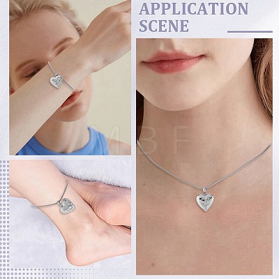 1Pc Stainless Steel Paw Print Heart Urn Ashes Pendant Necklaces NJEW-CN0001-15P-1