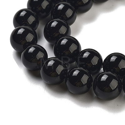 Natural Black Onyx Round Bead Strands G-R198-10mm-1