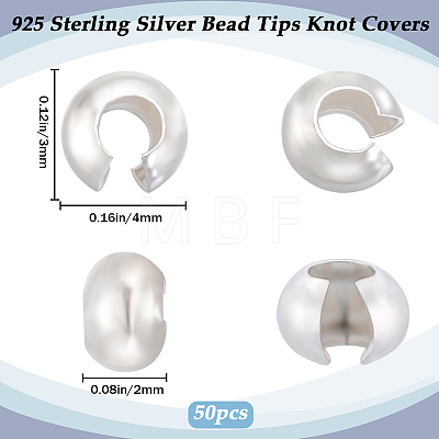 Beebeecraft 925 Sterling Silver Bead Tips Knot Covers STER-BBC0005-94A-S-1