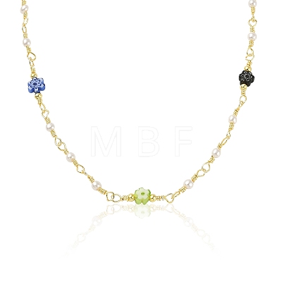 Glass Pearl & Flower Beaded Chains CHC-CJ0001-69-1