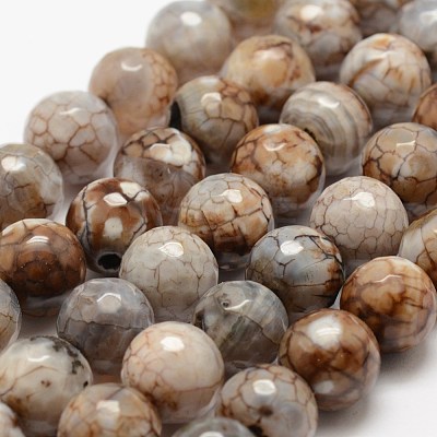 Faceted Natural Fire Crackle Agate Beads Strands X-G-F447-12mm-B14-1