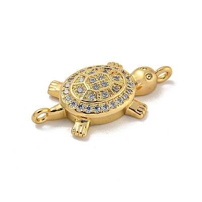 Brass Pave Clear Cubic Zirconia Sea Animal Connector Charms KK-N254-128G-1