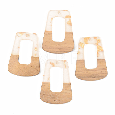 Transparent Resin & Walnut Wood Pendants RESI-S389-034A-B05-1