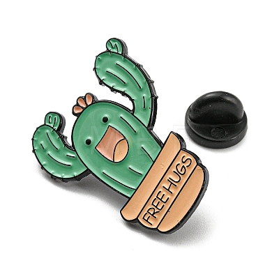 Cactus with Word Free Hugs Enamel Pins JEWB-Z008-02B-1