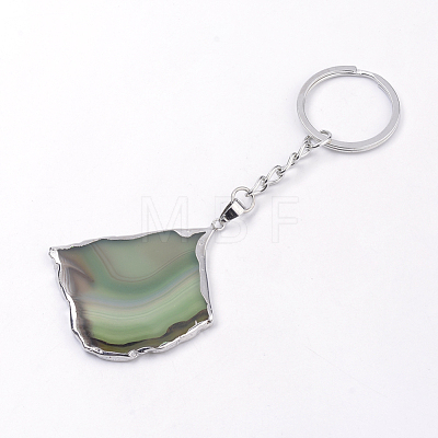 Platinum Plated Natural Agate Keychain KEYC-S252-07-1