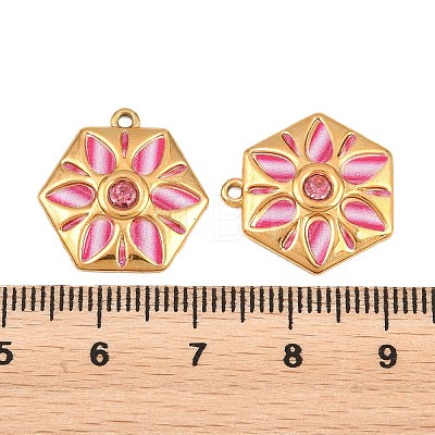304 Stainless Steel Enamel & Rhinestone Pendants STAS-G398-26G-01-1