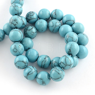 Synthetical Turquoise Gemstone Round Bead Strands TURQ-R035-6mm-03-1