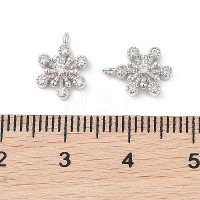 Rhodium Plated 925 Silver Pave Clear Cubic Zirconia Snowflake Charms STER-O006-03P-1