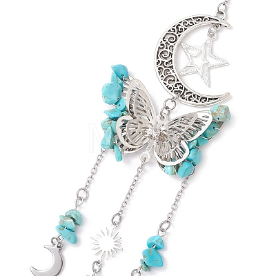 Alloy Hollow Moon Butterfly Hanging Ornaments HJEW-TA00173-02-1