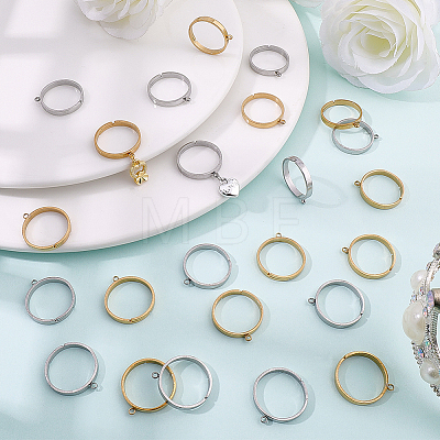 24Pcs 2 Colors 304 Stainless Steel Finger Ring Settings STAS-BBC0010-09C-1