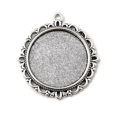 Tibetan Style Alloy Pendant Cabochon Settings TIBE-T003-06AS-RS-1