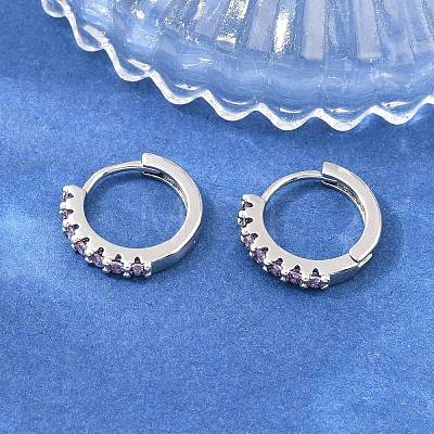 Brass Micro Pave Cubic Zirconia Hoop Earrings KK-Z166-14P-01-1
