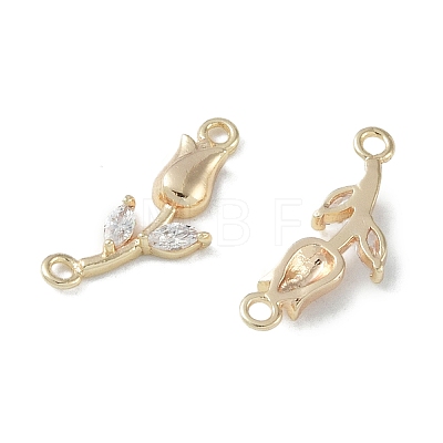 Brass & Clear Glass Flower Links Connector Charms KK-H482-16G-1