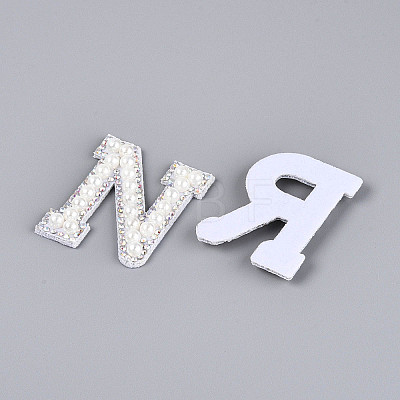 26Pcs ABS Plastic Imitation Pearl & Rhinestone & Cloth Letter Cabochons PATC-T001-01B-1