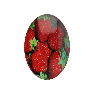 Fruit Theme Ornaments Glass Oval Flatback Cabochons X-GGLA-A003-30x40-RR15-1