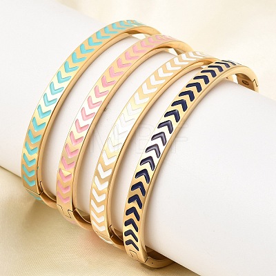 304 Stainless Steel Enamel Hinged Bangles BJEW-D408-35G-1
