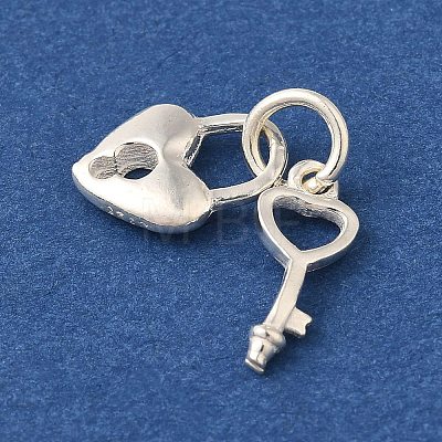 925 Sterling Silver Key & Heart Lock Charms with 925 Stamp and Jump Rings FIND-U013-04S-1