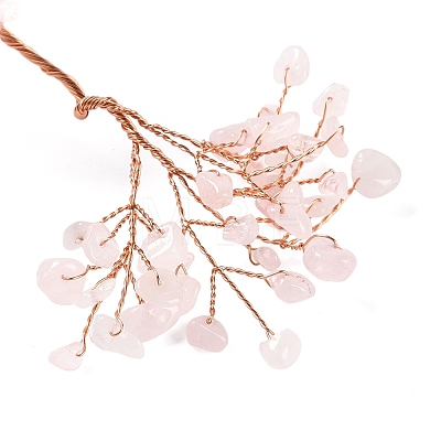 Natural Rose Quartz Chips Tree Decorations DJEW-S001-01A-1