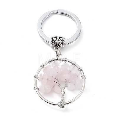 Natural Rose Quartz Keychain KEYC-E023-03E-1