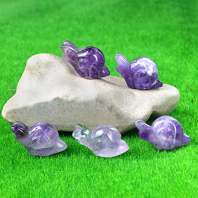 Natural Amethyst Carved Healing Snail Figurines PW-WG23180-15-1