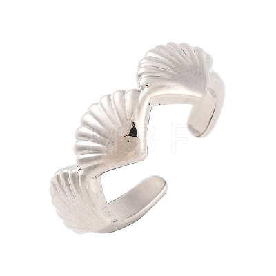 Shell Shape Brass Open Cuff Rings RJEW-U009-07P-1