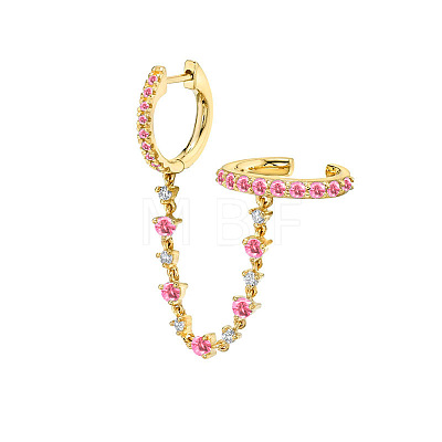Brass Cubic Zirconia Hoop Earrings FS-WGC777E-06-1
