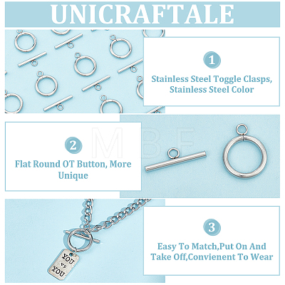 Unicraftale 30 Sets 304 Stainless Steel Toggle Clasps STAS-UN0057-52-1