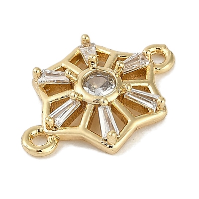 Brass Clear Cubic Zirconia Connector Charms KK-I719-02G-1