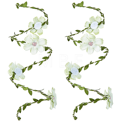 Flower Polyester with Iron wire Upper Arm Cuff Bangles for Women AJEW-GF0014-08B-1