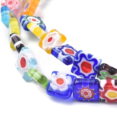 Square Handmade Millefiori Glass Beads LK-R004-52-1